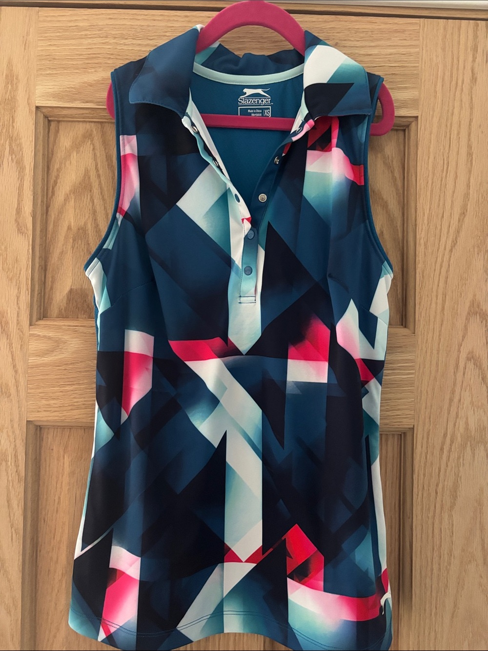 Slazenger Women’s Sleeveless Polo Top - Teal Multi - XS